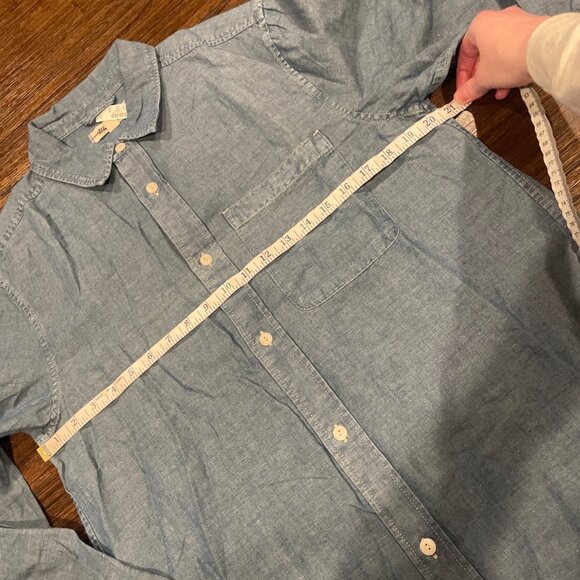 NWT Madewell Men's M Chambray Button-Up Shirt Cotton-Linen Blend Lorena Wash - Picture 4 of 7